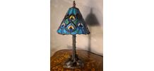 lampe pied  fer forgé ancienne ,1900 a 40 avec abat jour ver