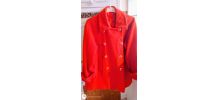 manteau orange à boutons, style vintage