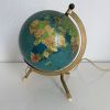 Globe vintage 1967 terrestre Taride tripode doré verre mappe