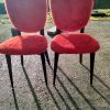 Paire de chaises vintage en  fourrure rouge