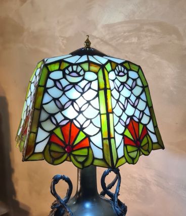 lampe cariatide bronze 1900 art nouveau avec jolie abat jour