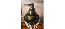 lampe ancienne 1900 a 20 laiton a pampille de  cristal ,verr