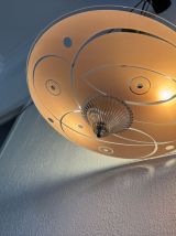 Suspension vintage 1950 coupole verre rose plafonnier - 39 x
