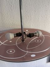 Suspension vintage 1950 coupole verre rose plafonnier - 39 x