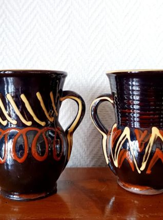 Paire de vases en céramique vintage 1960 