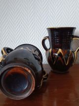 Paire de vases en céramique vintage 1960 