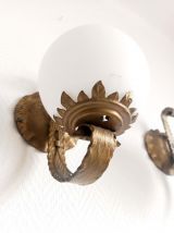 Paire d'appliques brutalistes en métal doré vers 1970 
