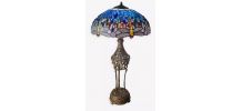 Lampe bronze art nouveau 1900 abat jour verre vitrail 75x40 