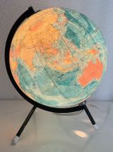 Globe vintage 1975 terrestre tripode verre Taride mappemonde