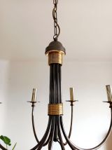 Lustre métal argenté et doré 8 bras vintage 