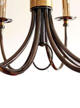 Lustre métal argenté et doré 8 bras vintage 