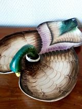 Plat canard en céramique vintage 