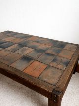 Table basse herbier en terre-cuite style Garnier, vers 1960 