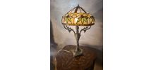 lampe bronze rocaille ancien 19eme  avec jolie abat jour ver