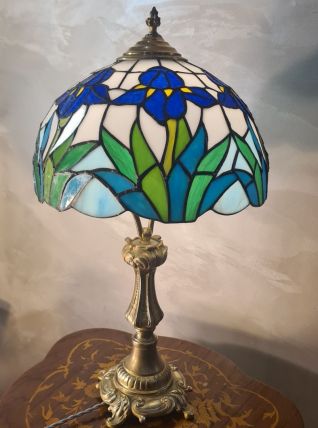 lampe pied bronze ancien 19eme superbe etat et belle abat jo