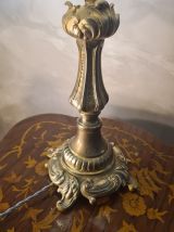lampe pied bronze ancien 19eme superbe etat et belle abat jo