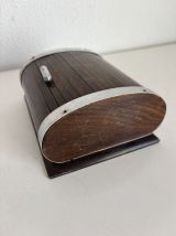 Porte-cigarettes vintage 1960 distributeur bois métal doré -