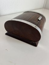 Porte-cigarettes vintage 1960 distributeur bois métal doré -