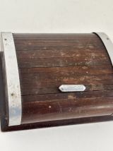 Porte-cigarettes vintage 1960 distributeur bois métal doré -