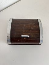 Porte-cigarettes vintage 1960 distributeur bois métal doré -
