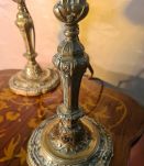 paire de lampes de chevet bronze ciselé 1900 ,abat jour styl