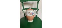 Cafetière porcelaine fleurie terracota DRB Limoges France.