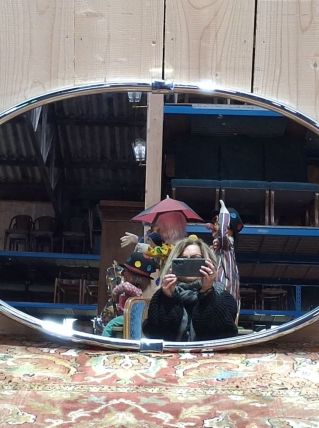 Miroir ovale chrome annees 70
