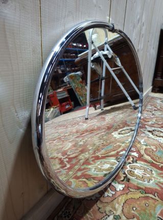 Miroir ovale chrome annees 70