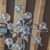 Lustre metal chrome et tulipes en verre epais annees 30/50