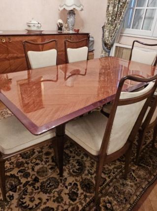 Salla a manger et 6 chaises en palissandre 