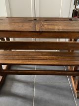 Authentique bureau d’écolier ancien en bois massif