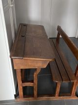 Authentique bureau d’écolier ancien en bois massif
