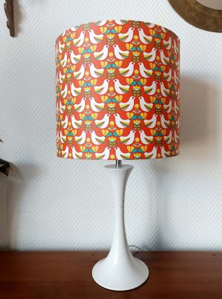 Lampe tulipe 1970 oiseaux orange