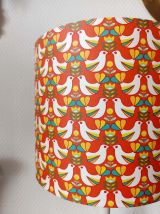 Lampe tulipe 1970 oiseaux orange