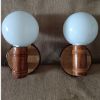Applique rotin cannage globe opaline