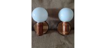 Applique rotin cannage globe opaline