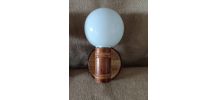 Applique rotin cannage globe opaline