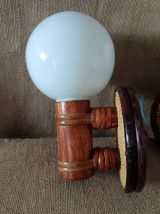 Applique rotin cannage globe opaline