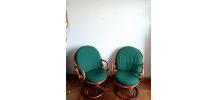 Paire de fauteuils pivotants en rotin 1970