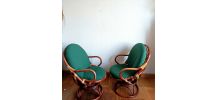 Paire de fauteuils pivotants en rotin 1970