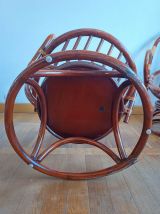 Paire de fauteuils pivotants en rotin 1970