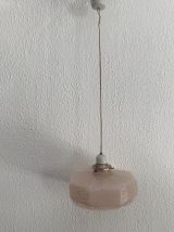 Suspension vintage 1930 verre rose nuagée lustre - 60 cm