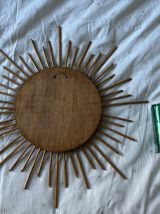 Miroir vintage 1960 soleil rotin osier - 55 cm