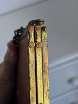 Miroir vintage 1900 triptyque barbier doré scène galante pei