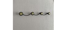 Portemanteau vintage 1960 mural jaune banane 4 patères - 65 