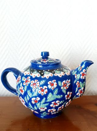 Théière céramique à émaux vintage 