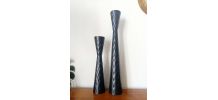 Paire de bougeoirs diabolo en métal vintage 