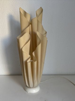 Lampe  vintage 1970 Athéna Georgia Jacob drapée saumon clair