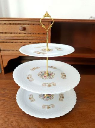 Présentoir à gâteaux en porcelaine ancienne 