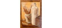 Petit tableau huile sur toile nature morte « atelier »
